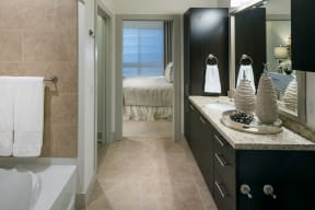 Spa-inspired bathrooms with large soaking tubs at Cannery Park by Windsor, San Jose, California