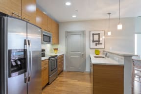Modern Kitchens with Stainless Steel Appliances at Glass House by Windsor, 75201, TX
