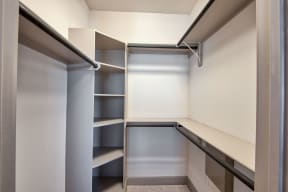Walk-In Closets with Custom Shelving at Midtown Houston by Windsor, Houston, Texas