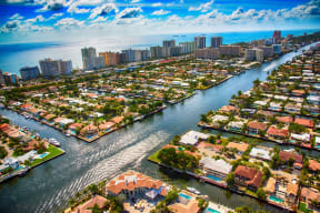 View from air of canals at Windsor 335, Plantation, Florida
