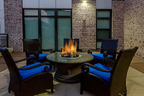 Outdoor Lounge Area with Fire Pit at Halstead Tower by Windsor, Alexandria, VA