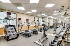 Cardio and Weightlifting Equipment in Gym at Windsor at Mariners, New Jersey, 07020
