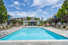 Resort-Style Pool With Sundeck at Pavona Apartments, 760 N. 7th Street, CA
