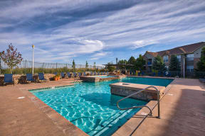 Tanning Area, Pool and Spa at Windsor at Meridian, Englewood, Colorado
