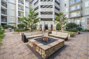 Relaxing Outdoor Lounge Area with Fire Pit at Windsor at Brookhaven, Atlanta, GA