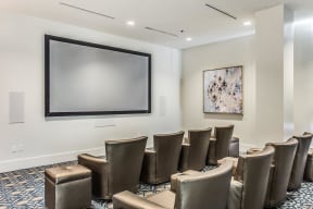 Media Room with 135” Quad-Screen Projector at Glass House by Windsor, Dallas, TX