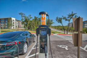 Electric car charging station at Windsor Lantana Hills, Austin, Texas