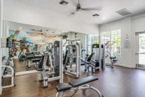 Strength Training Equipment in Fitness Center at Pavona Apartments, 760 N. 7th Street, CA