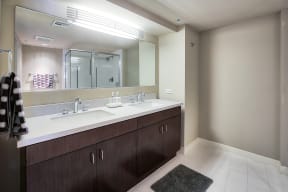 Dual-Sink Vanities in Master Bath At 5550 Wilshire at Miracle Mile by Windsor, Los Angeles