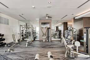 Gym with Weights and Lifting Equipment at Amaray Las Olas by Windsor, 33301, FL