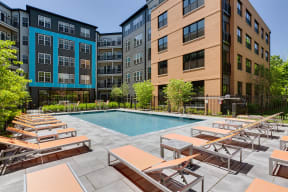 Poolside Lounge Area at Edison on the Charles by Windsor, Waltham, MA
