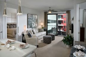 Spacious Living Room With Private Balcony at The Encore by Windsor, Atlanta, GA, 30339