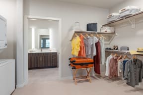 Large walk-in closets with shelving at Windsor South Congress, Austin