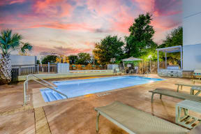 Enjoy the pool from sun up to sun down with Wi-Fi access at  Windsor on the Lake, 43 Rainey Street, Austin, TX