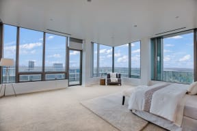 Windows in penthouse bedroom at The Bravern, WA, 98004
