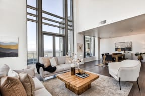 Penthouse living room at The Bravern, 688 110th Ave NE, WA