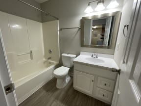 Apartments in North Charleston for Rent - The Retreat at Palm Pointe Apartments Bathroom with Upgraded Light Fixture