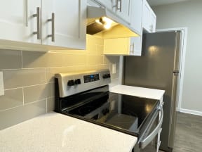 Lex at Brier Creek apartments in Morrisville NC kitchen with subway tile backsplash