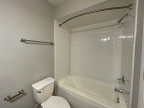 One bedroom bath with tiled shower at Nova Ridge, Charlotte, North Carolina