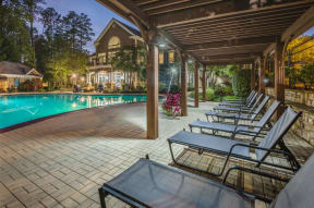 Lex at Brier Creek apartments in Morrisville, NC, pergola by pool