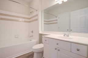 Lex at Brier Creek apartments in Morrisville, NC, bathroom with large vanity