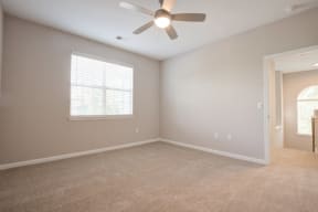 Lex at Brier Creek apartments in Morrisville, NC, bedroom with ceiling fan