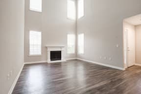 Lex at Brier Creek apartments in Morrisville, NC, beautiful living room with fireplace