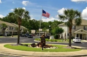 Congaree Villas, West Columbia South Carolina, community roundabout with flag