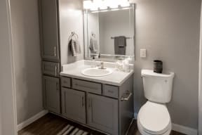 Renovated Bathroom located at The Moorings Apartments, League City TX 77573