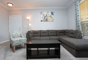 Model Living room at The Moorings, League City, 77573