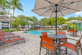 Resort style pool with large sundeck with plenty of lounge areas