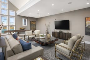 TV with seating area