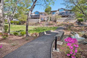 Apartments for Rent in Larkspur CA - Larkspur Courts Apartments Gravel Walkway with Lush Landscaping