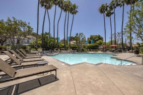 San Clemente CA Apartments - Rancho Del Mar Sparkling Pool with Lounge Chairs