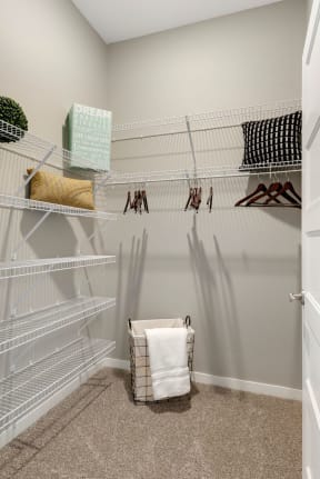 Walk in closet space at Nuvelo at Parkside Apartments