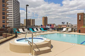 Galtier Towers Apartments in Lowertown, St. Paul, MN Sparkling Rooftop Pool