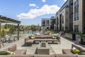 Poolside lounge at Nuvelo at Parkside Apartments