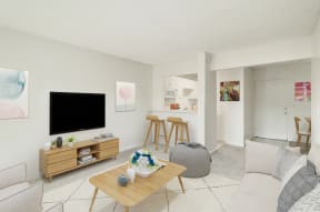 Living Room Layout of a 1 bedroom at Nutwood East Apartments