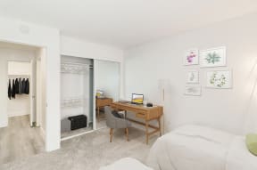 Bedroom with 2 twin beds at Nutwood East Apartments