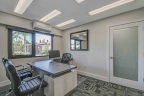 Manager Office with seating at Pines Apartments