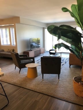 View to oversized Living Room in Open Concept, 2-Bedroom Apartment Home