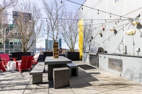 Rooftop grill and seating