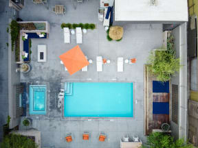 Aerial view of outdoor pool area