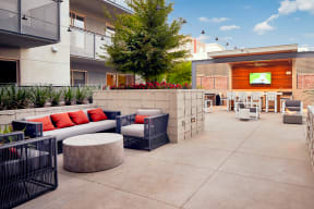 Outdoor lounge with TV