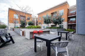Courtyard grill and seating area