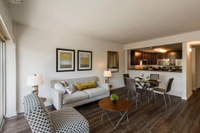 Apartments for Rent in Palo Alto CA - Open Space Living Room with Stylish Interiors and Hardwood Floors