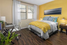 Luxury Apartments in Rancho Bernardo, San Diego CA - The Reserve at 4S Ranch - Spacious Guest Bedroom on Hardwood Flooring With Large Window for Natural Light