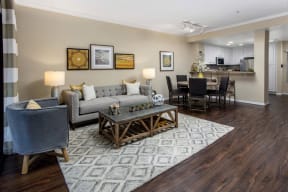 Rancho Bernardo, San Diego CA Apartments for Rent - The Reserve at 4S Ranch - Dining Room / Living Room Area with Access to Kitchen and Breakfast Bar