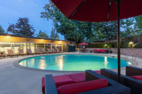 Apartments in Palo Alto CA - Swimming Pool at Dusk Featuring Various Lounge Area