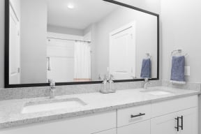 Double Sink Bathroom Vanity with large mirror | www.lemmondfarm.com